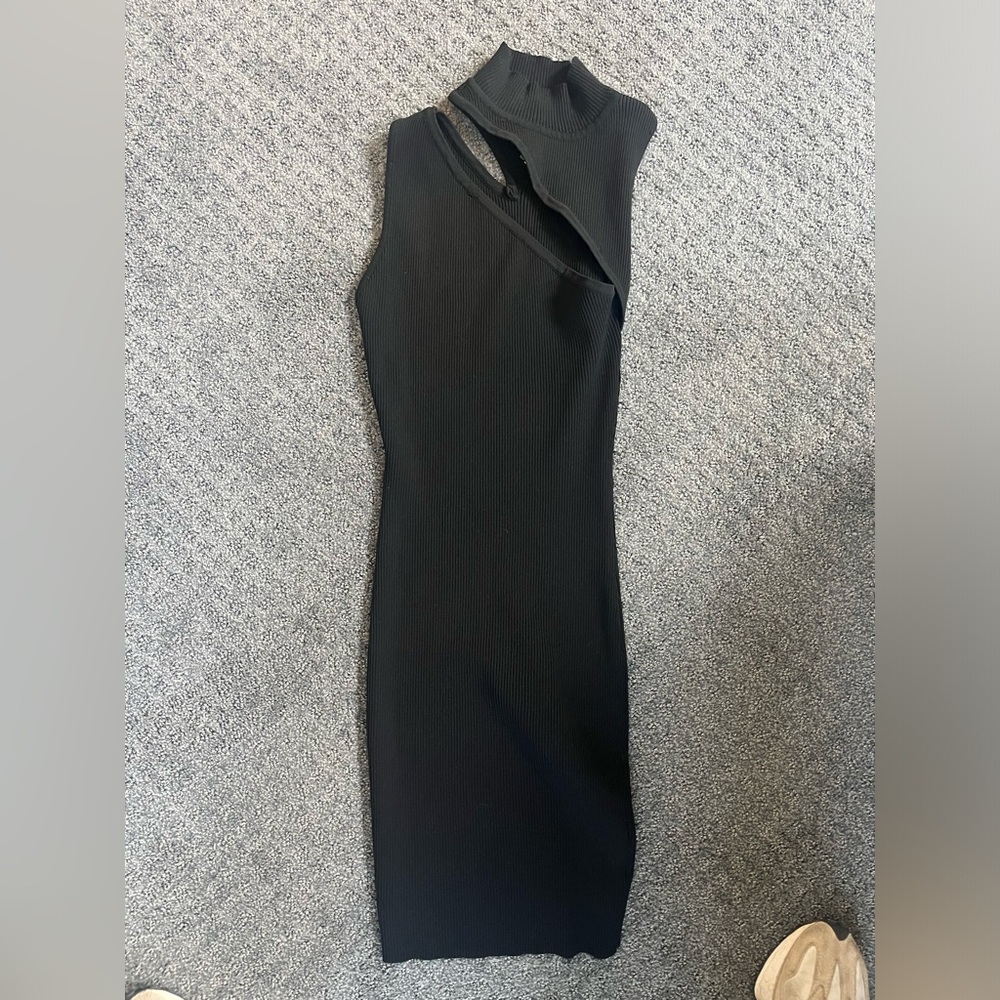 San Joy ribbed mini dress with slit on neck